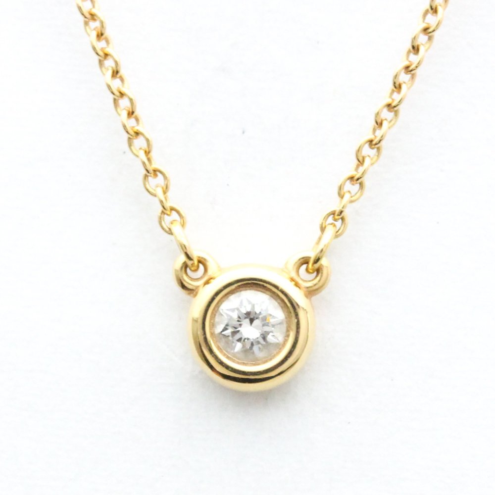 Tiffany & Co. Yellow Gold Solitaire Diamond Pendant Necklace